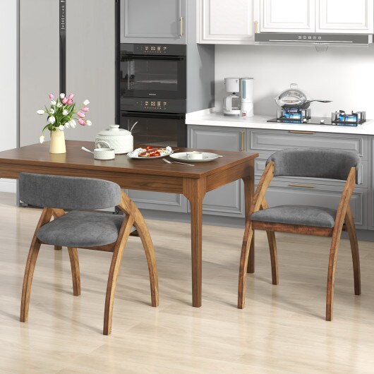 Set of 2 Y-Shaped Dining Chair with Padded Cushion Seat and Ergonomic Curved Back