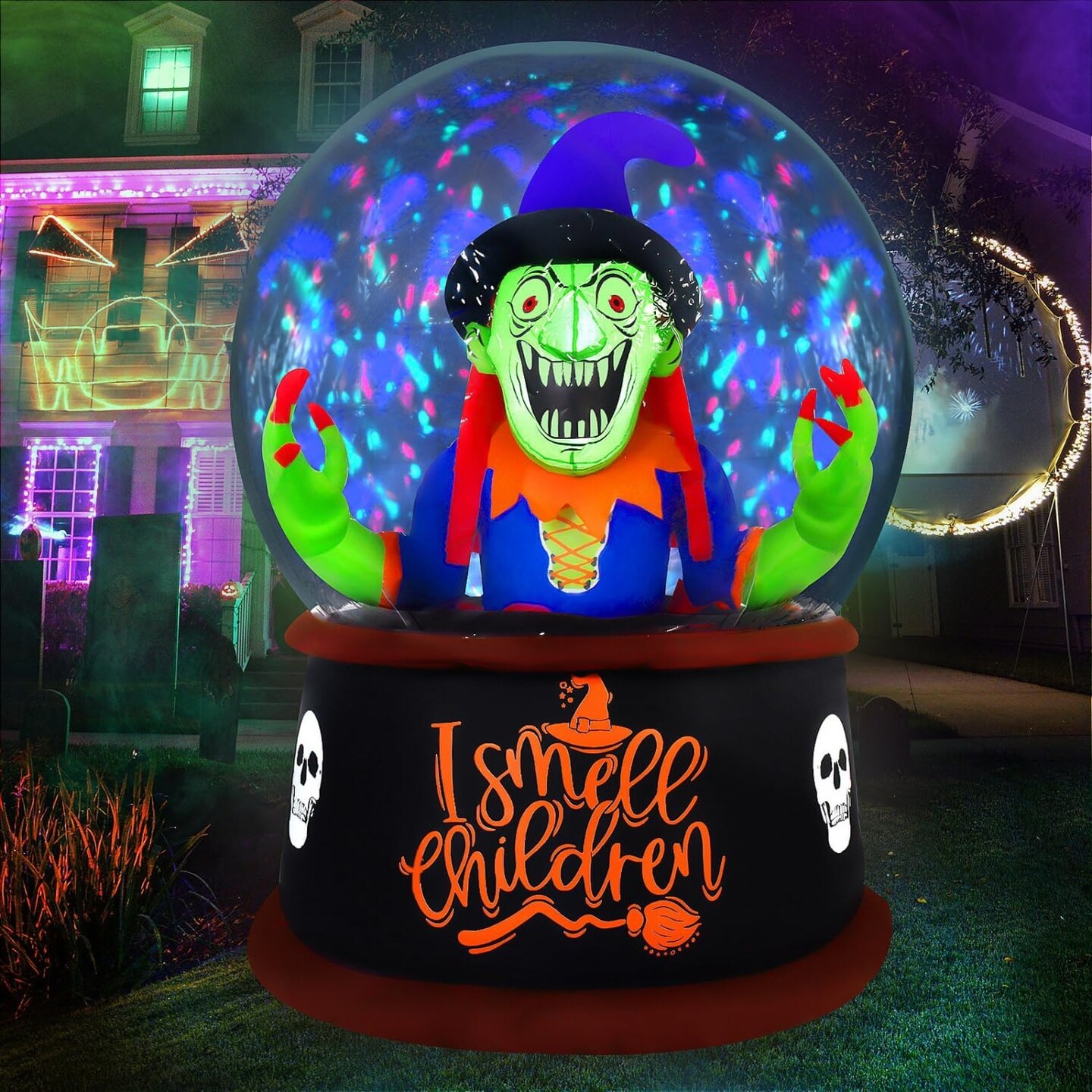 Scary Halloween Inflatable Snow Globe Witch Halloween Decor Outside
