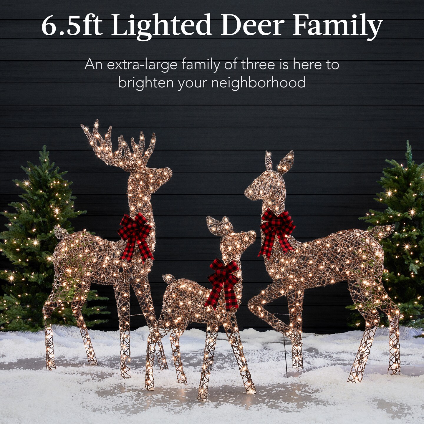 Best Choice Products 6.5ft 3-Piece Lighted Christmas Deer Set Outdoor Yard Decoration with 385 LED Lights, Stakes