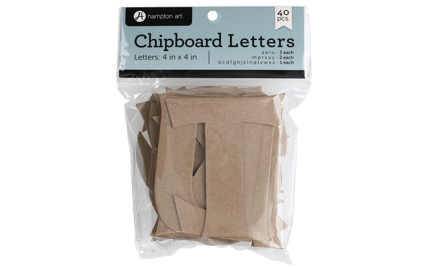 Hampton Art Chipboard Alphabet Natural 40pc