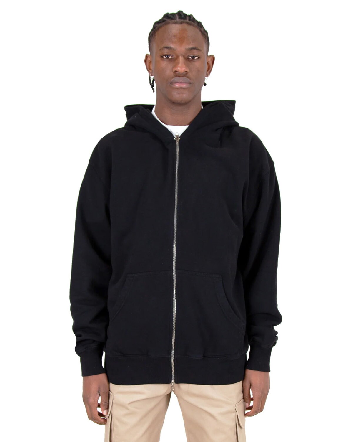Shaka Wear&#xAE; Stylish Garment Dye Double Zip Hooded Sweatshirt