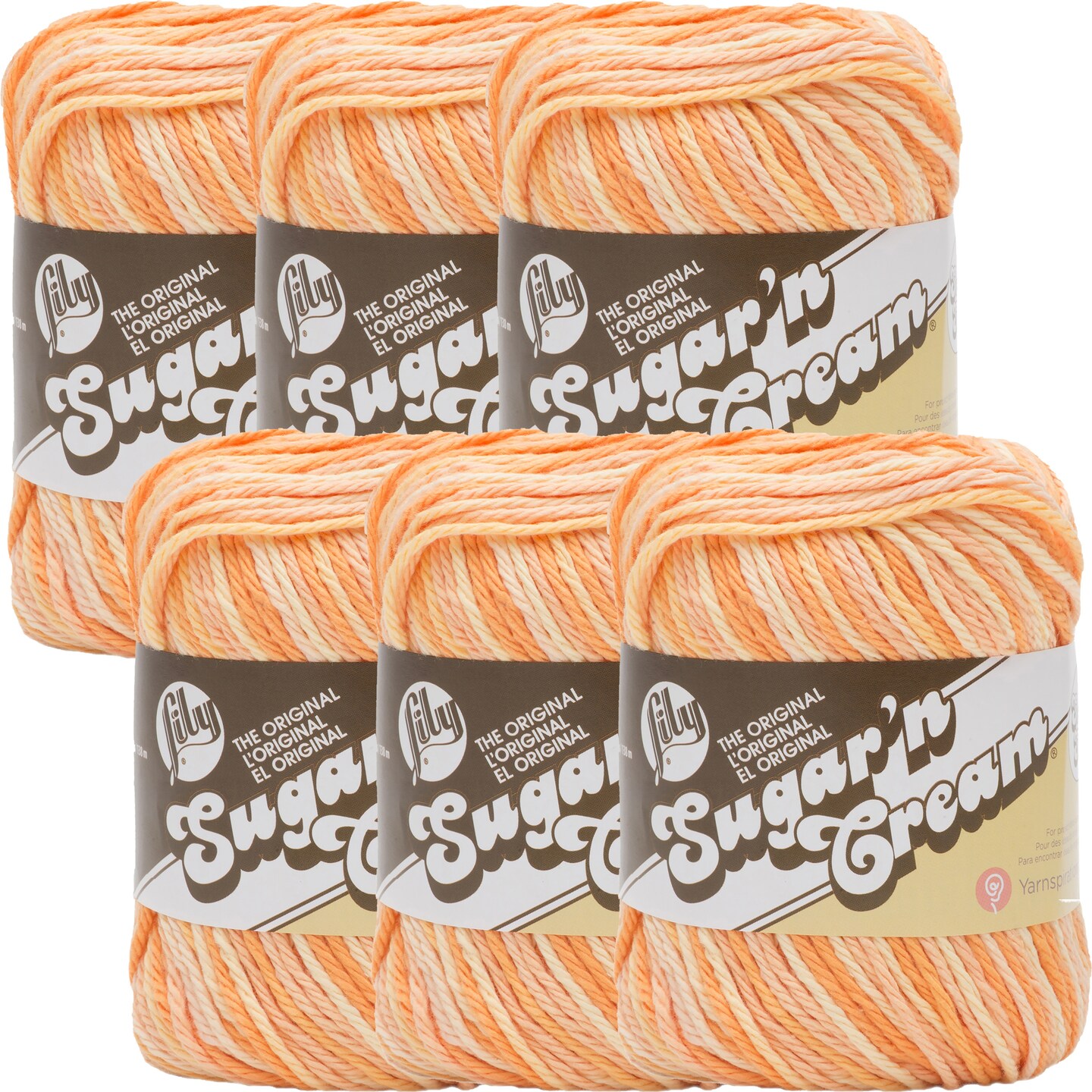 Lily Sugar'N Cream Super Size Soleil Yarn - 6 Pack of 85g/3oz - Cotton - 4 Medium (Worsted) - 150 Yards - Knitting/Crochet
