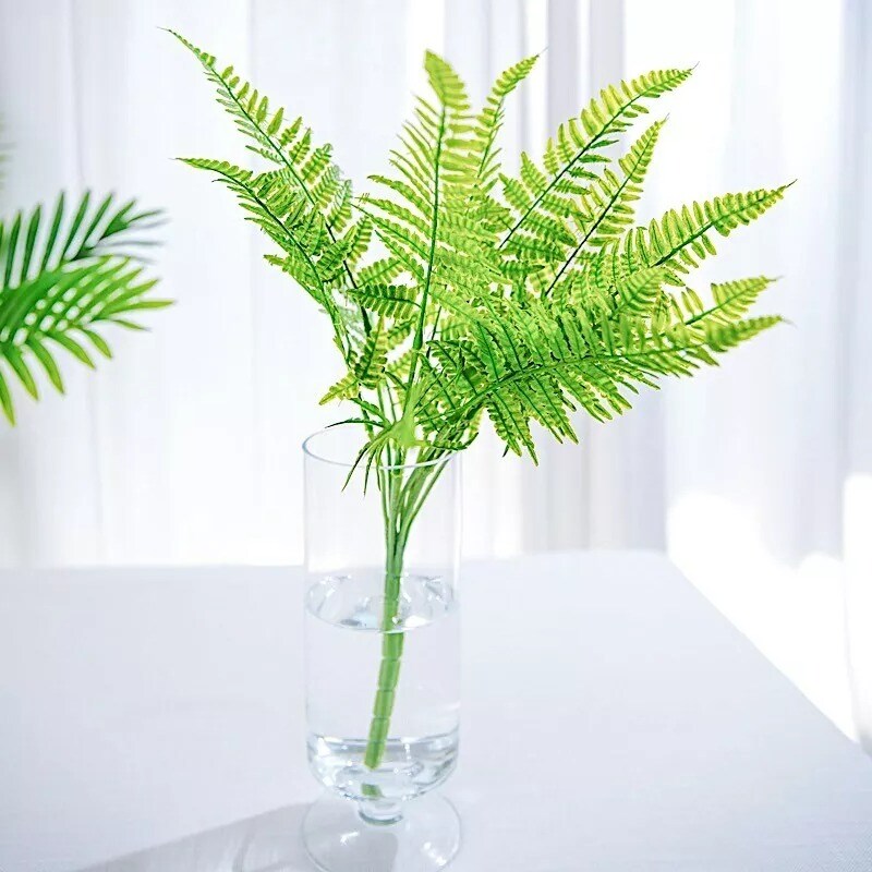 2 Green 19&#x22; Faux Boston Fern Artificial Leaves Greenery Stems Party Decorations