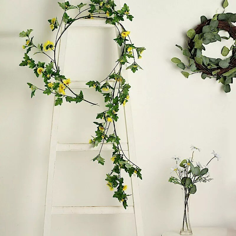 5 ft Silk Daisy Flowers Garland Magnolia Leaves Hanging Vine Party Decorations