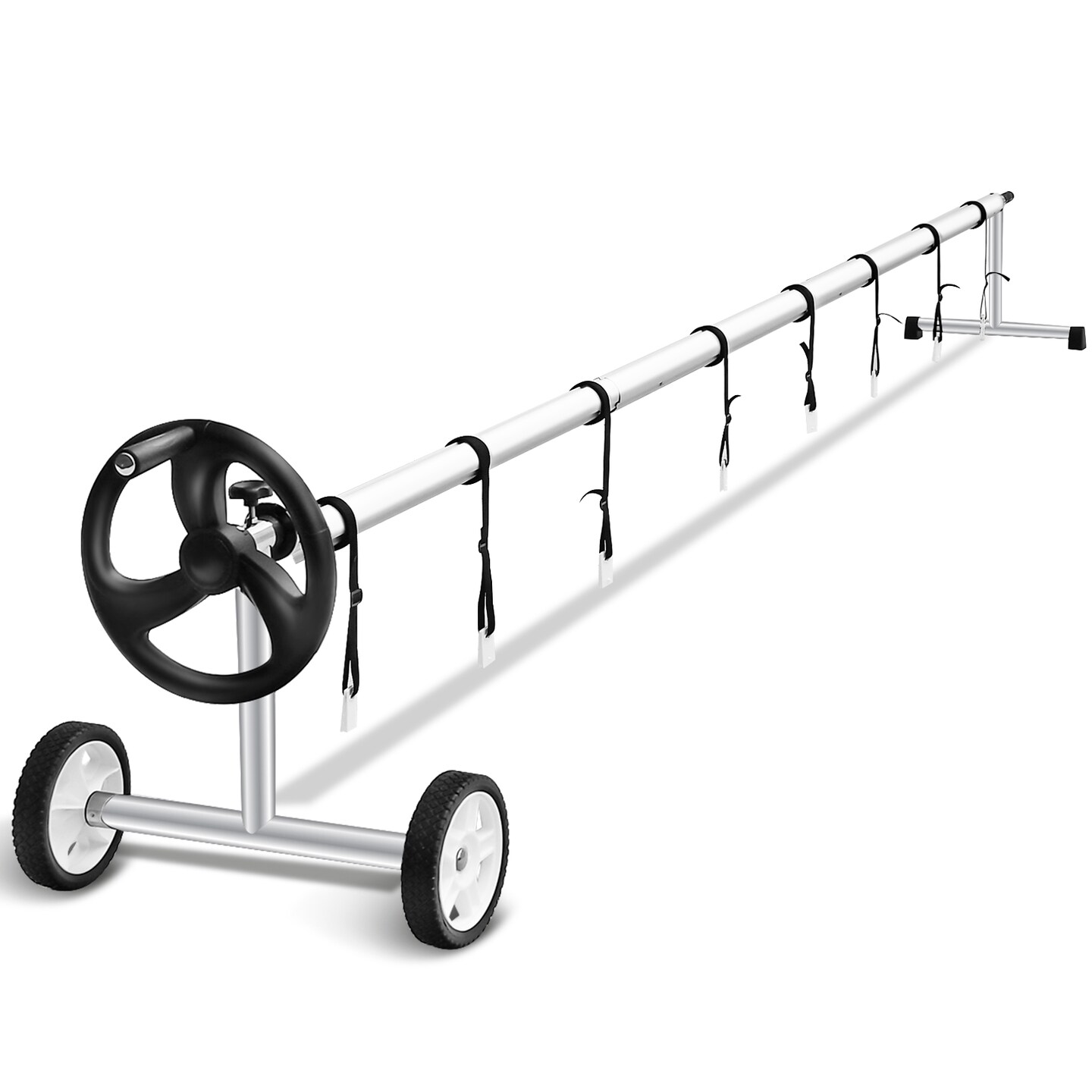 18 Feet Pool Cover Reel Set with Hand Crank and Wheels