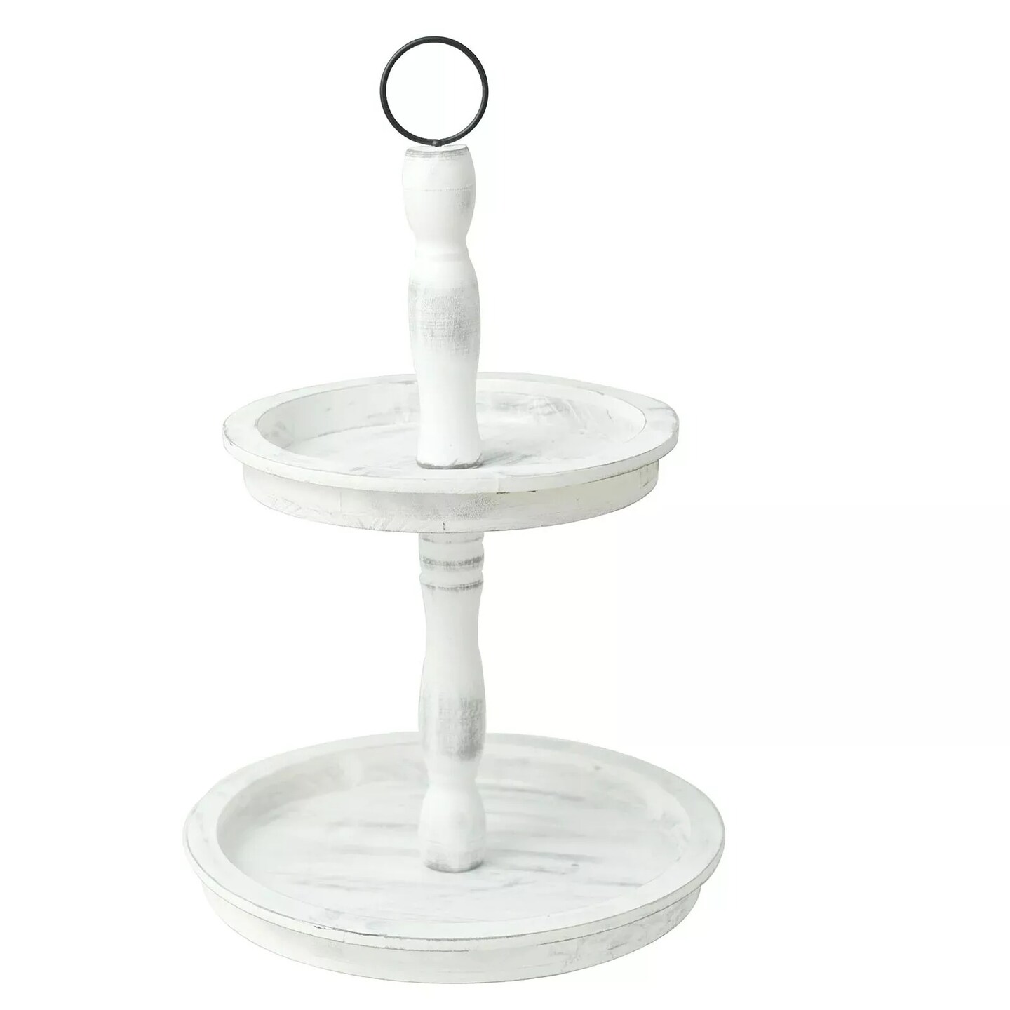 White 20&#x22; Round 2 Tier Wooden Cupcake Stand Dessert Serving Tray Party Events