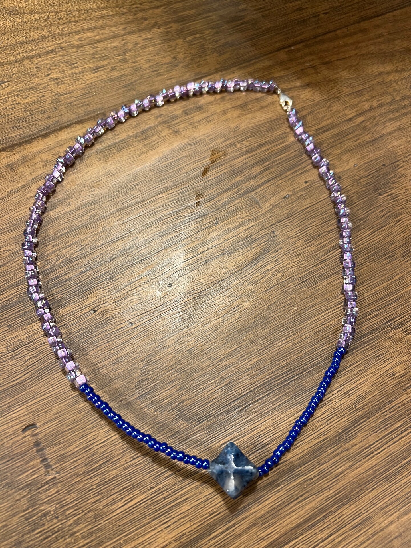 product name is Purple Glass Necklace