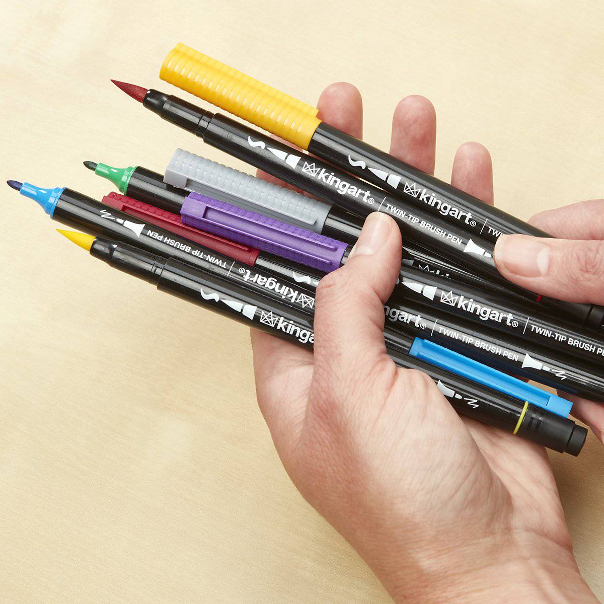 KINGART&#xAE; PRO Twin-Tip&#x2122; 445 Series Brush Pen Art Markers, Set of 48 Unique &#x26; Vivid Colors