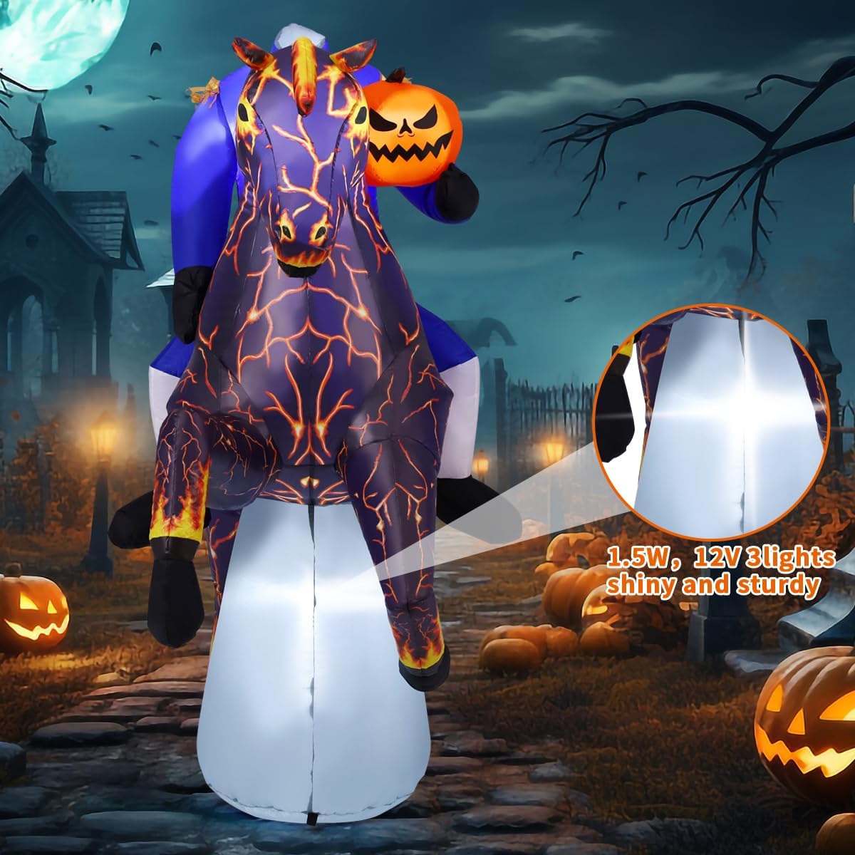 Long Halloween Inflatables Headless Horseman Outdoor Decorations