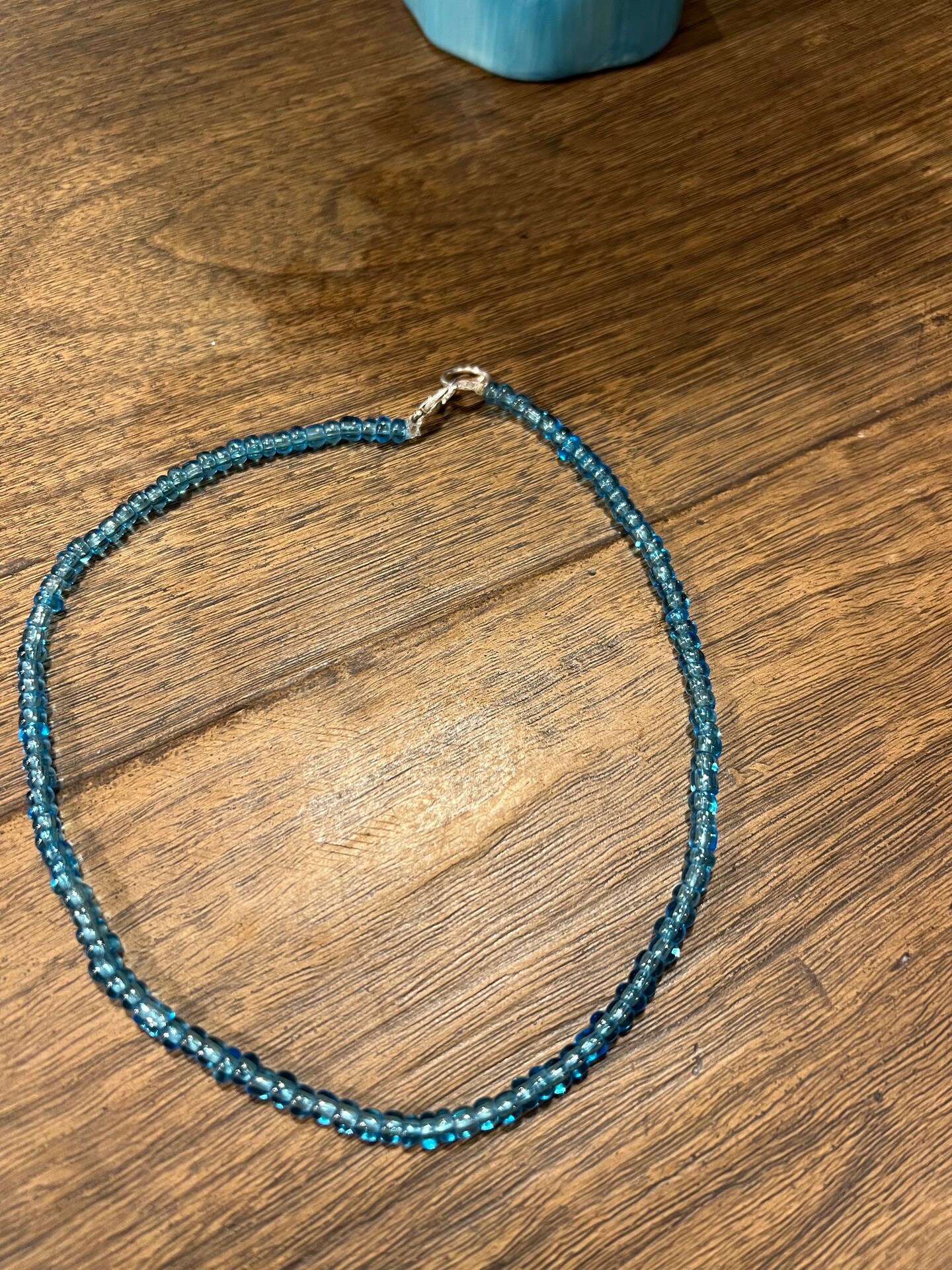 product name is Blue Glass Choker Necklace