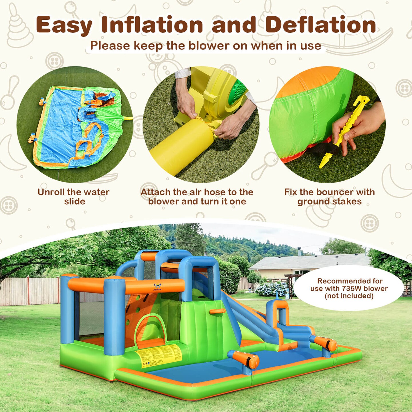 Multi Inflatable Water Slide with Dual Climbing Walls Blower Excluded
