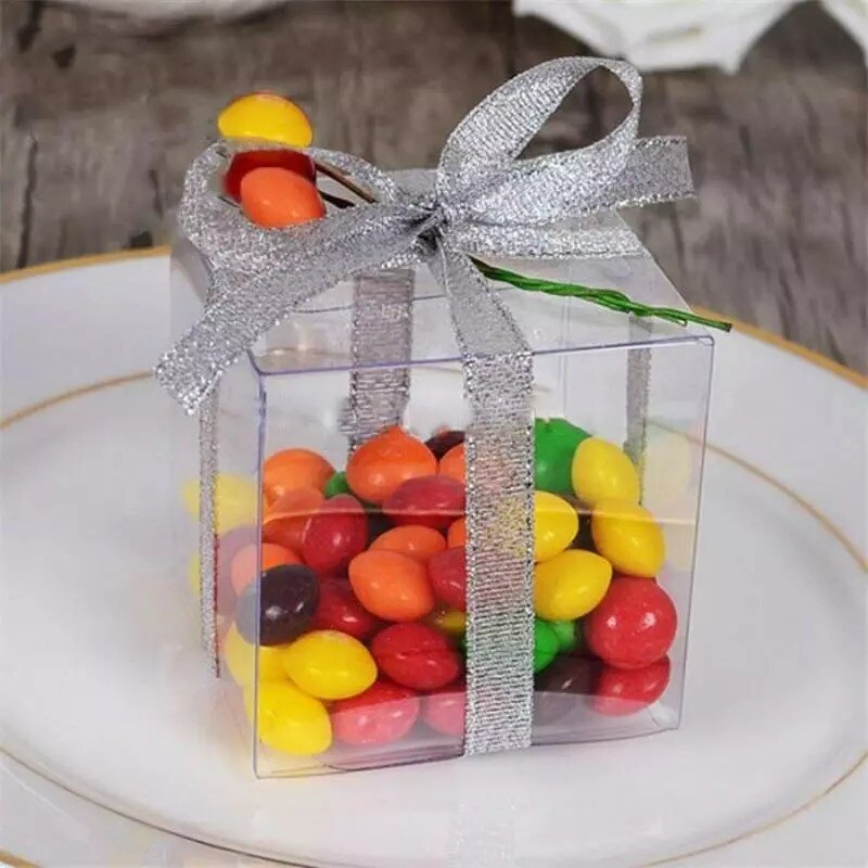 50 Clear PVC Wedding Party Favors GIFT Boxes Supply Cute Wedding Decorations
