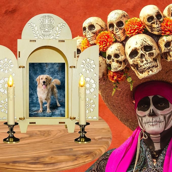 4 Set Dia De Los Muertos Ofrenda Shadow Box, Wooden Day of The Dead Decorations, Altar Ofrenda Supplies