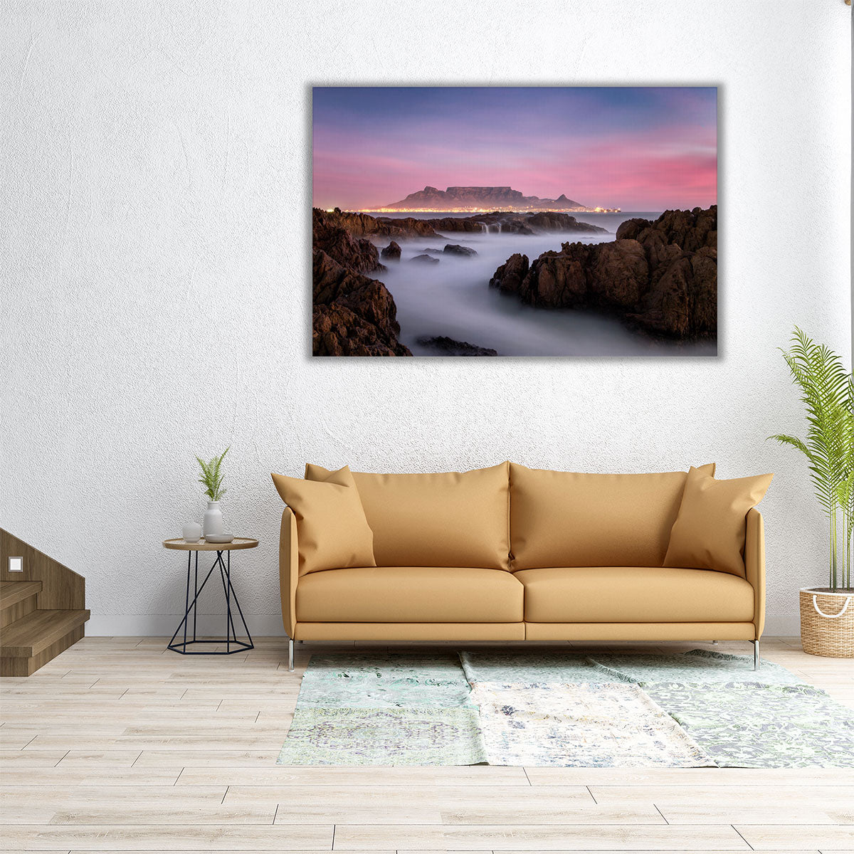Table Mountain Cape Town Canvas Wall Art Print – Scenic Brown and Purple Mountain Photography for Living Room Decor product 4