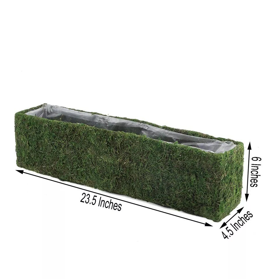 23.5&#x22; long Green Natural Moss Rectangular Planter Box Wedding Party Decorations