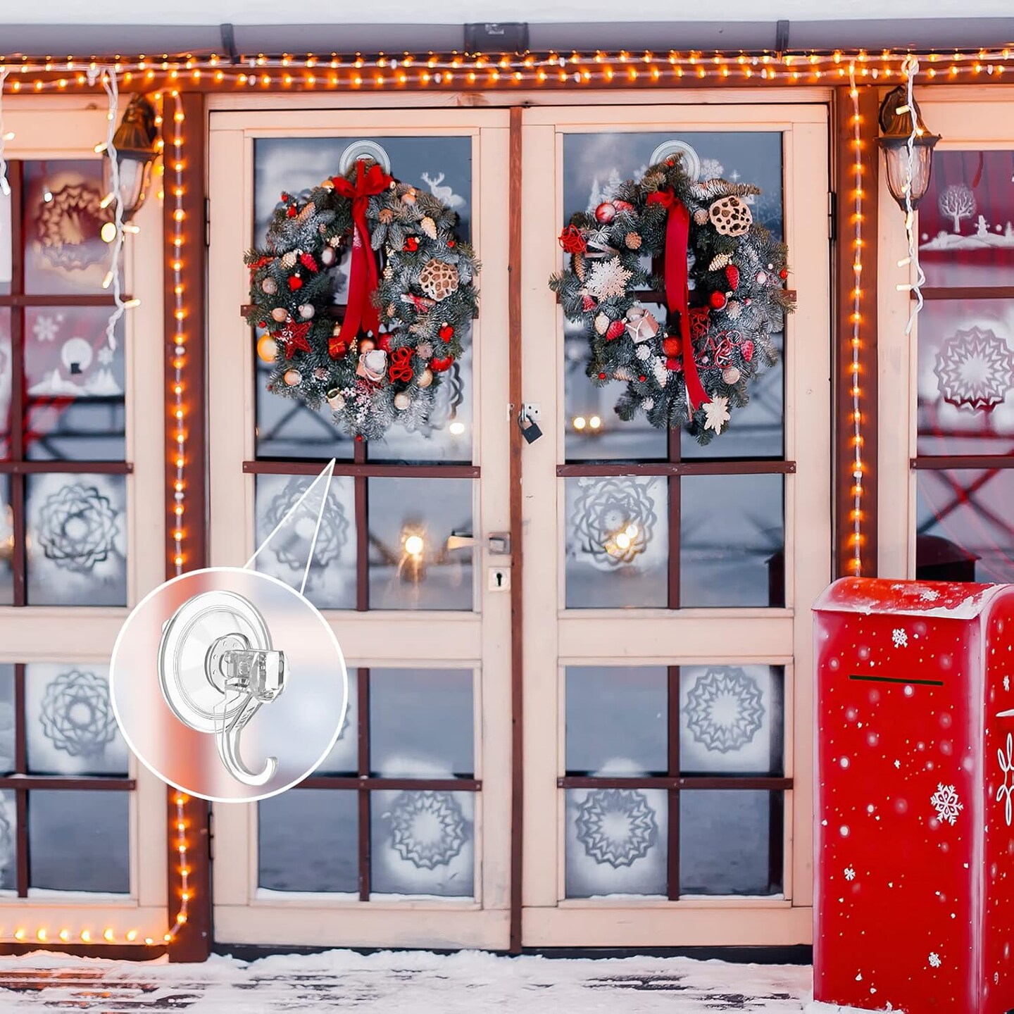 Large Clear Heavy Duty Suction Cup Wreath Hooks