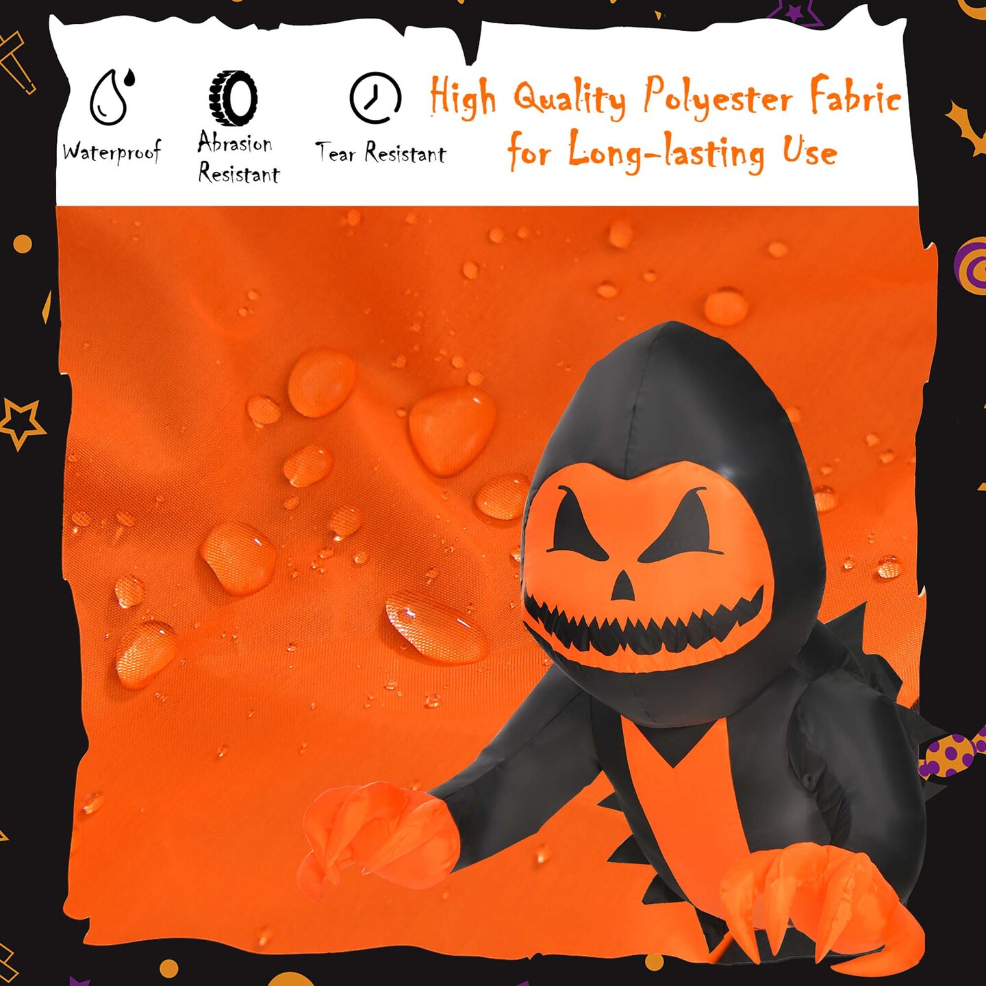 Costway 3.3 FT Halloween Inflatable Pumpkin Head Ghost Broke Out from Window