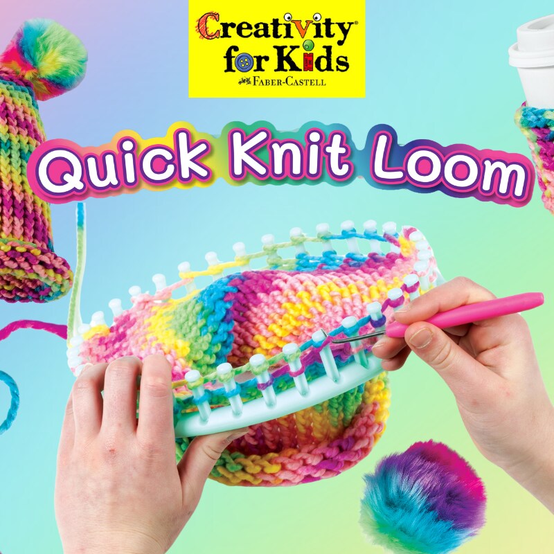 Kids Club: Quick Knit Creation: Rainbow Pom Pom Hat
