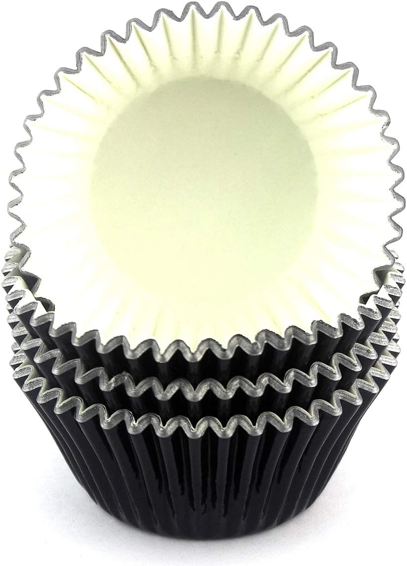 Foil Cupcake Liners Halloween Party Standard Baking Cups 100 Pcs (Black)