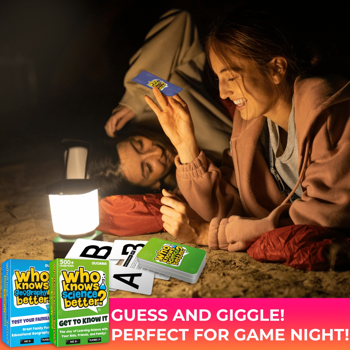 QUOKKA Set 4 in 1 Who Knows Better? - History &#x26; Geography &#x26; Science &#x26; ME Trivia Card Game - Fun &#x26; Educational Quiz Questions for Children &#x26; Families - Suitable for Boys &#x26; Girls Ages 5+