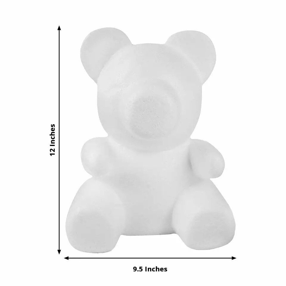 12" tall White 3D Bear Craft Foam DIY Arts Party Decoration Event Supplies