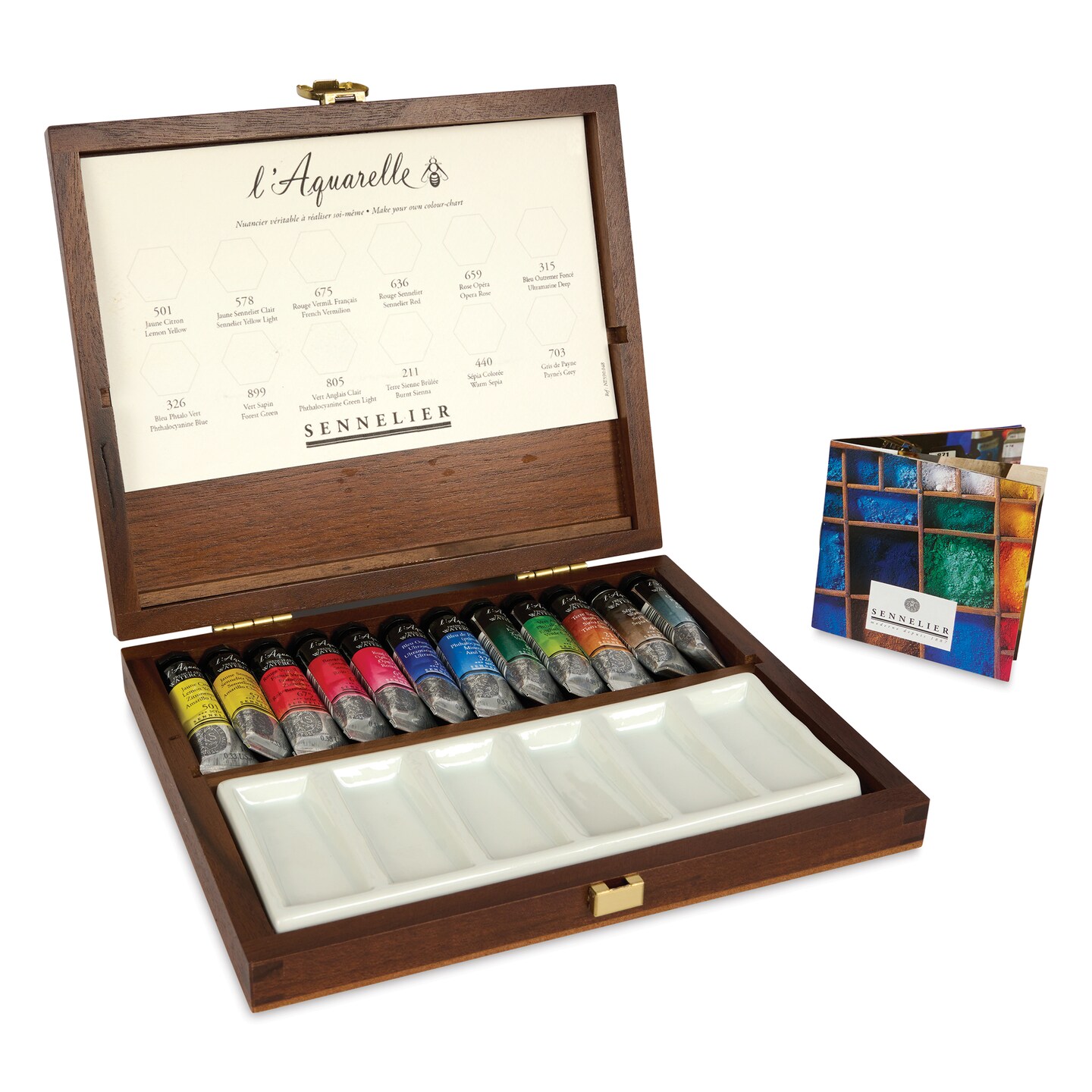 Sennelier French Artists&#x27; Watercolor Set - Set of 12, Wood Case, Assorted, 10 ml