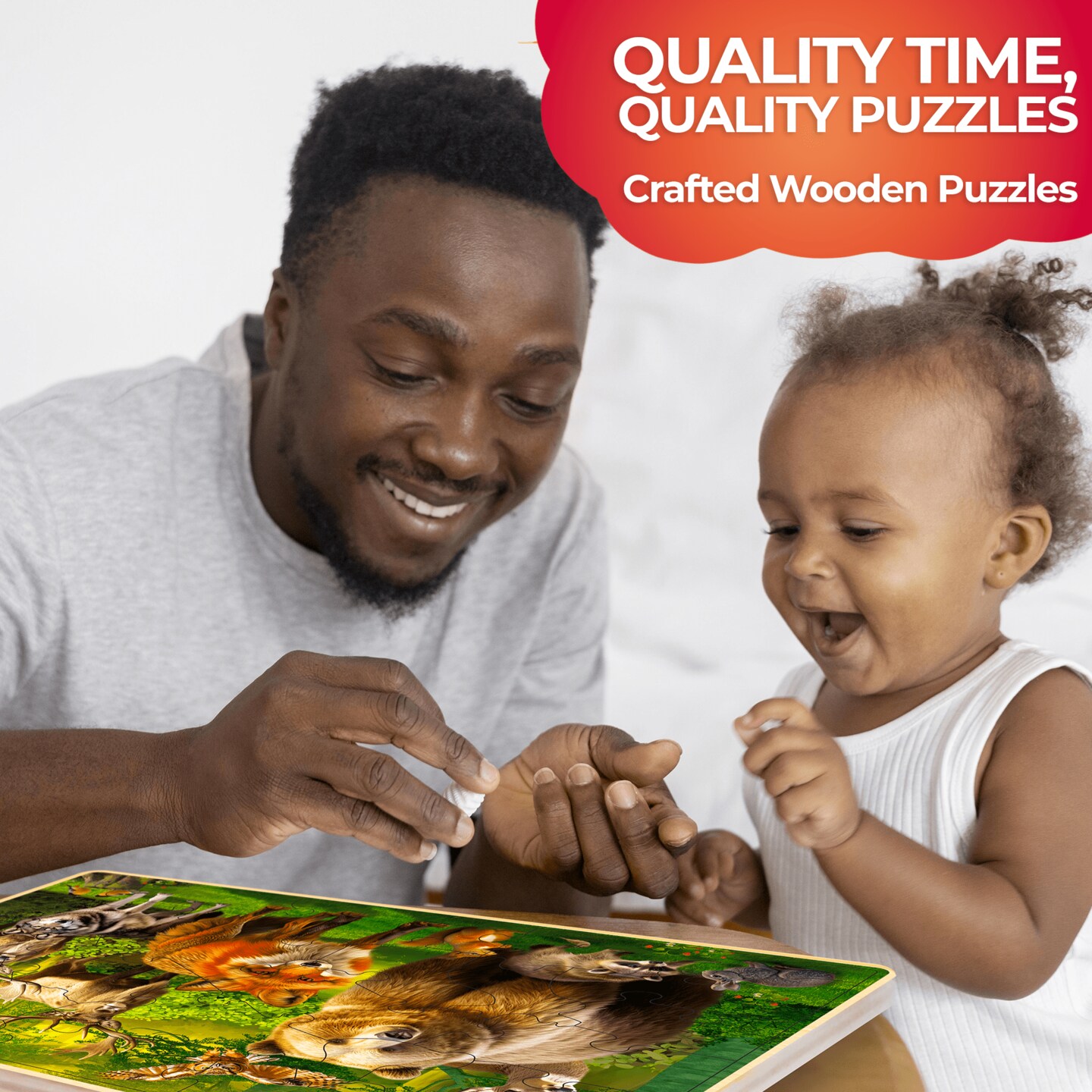 QUOKKA 4SET Puzzles for Kids Ages 4-6 - 48 Pcs Wooden Toddler Realistic Montessori Puzzles Ages 3-5 - Wild Animals Africa Ocean Farm Learning Games for Boys and Girls 4-8 Year Olds