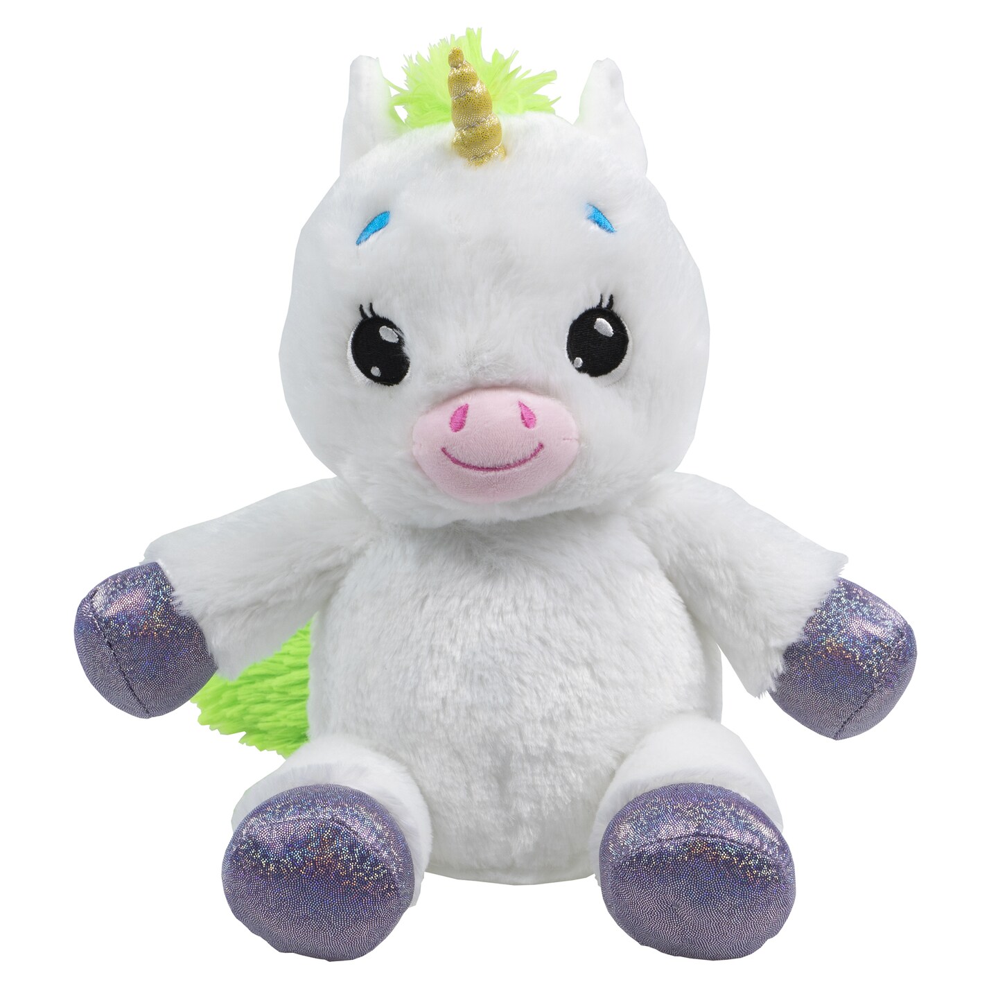 Happy Nappers: Lullabrites Unicorn - Musical Light Up Bedtime Plush - White &#x26; Green - Plays 3 Lullabies, Soft Animal, Day &#x26; Night Soothing Toy, Kids