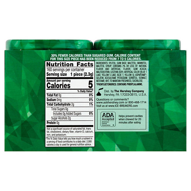 Ice Breakers Ice Cubes Spearmint Sugar Free Gum 40 pcs 4 pk.