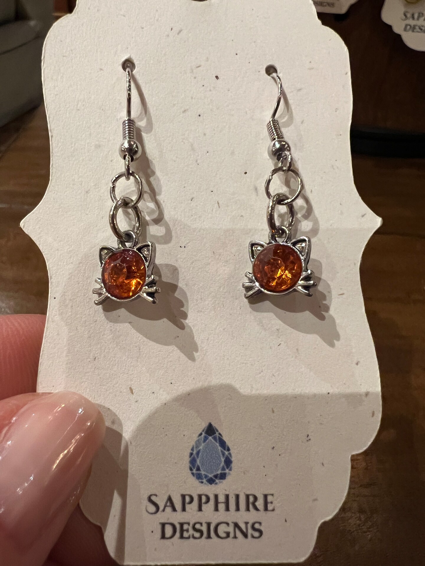 Orange Cat Dangle Earrings