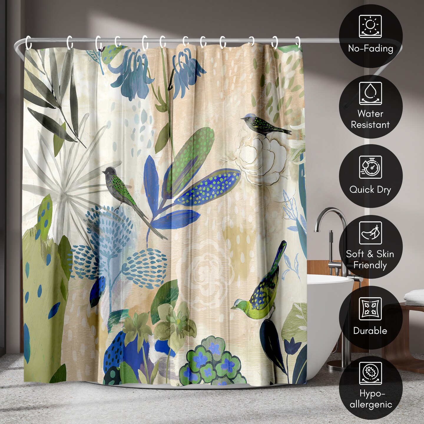 Floral Shower Curtain Where the Passion Flower Grows by PI Creative Art