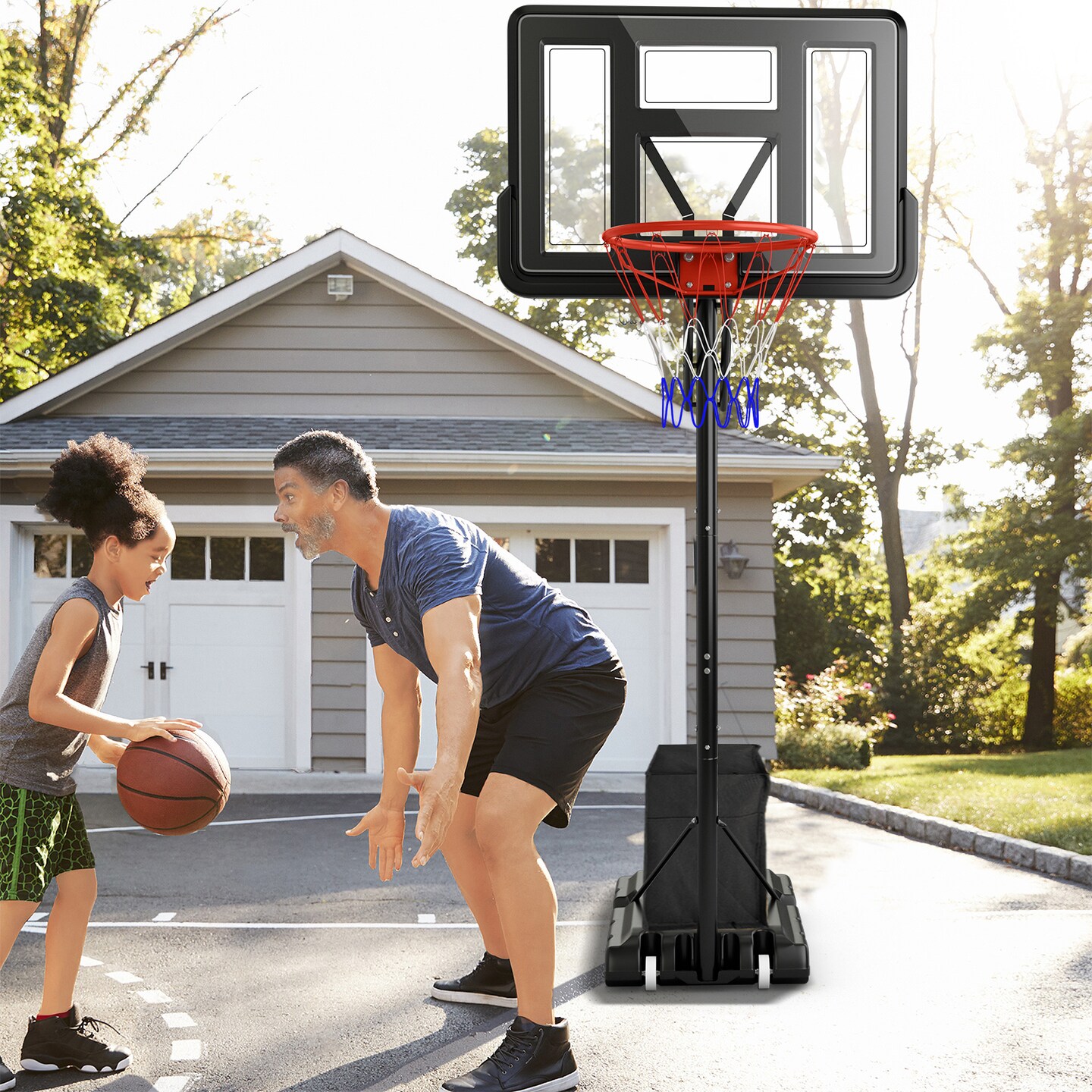 Portable Basketball Hoop System with Sturdy Base and Wheels