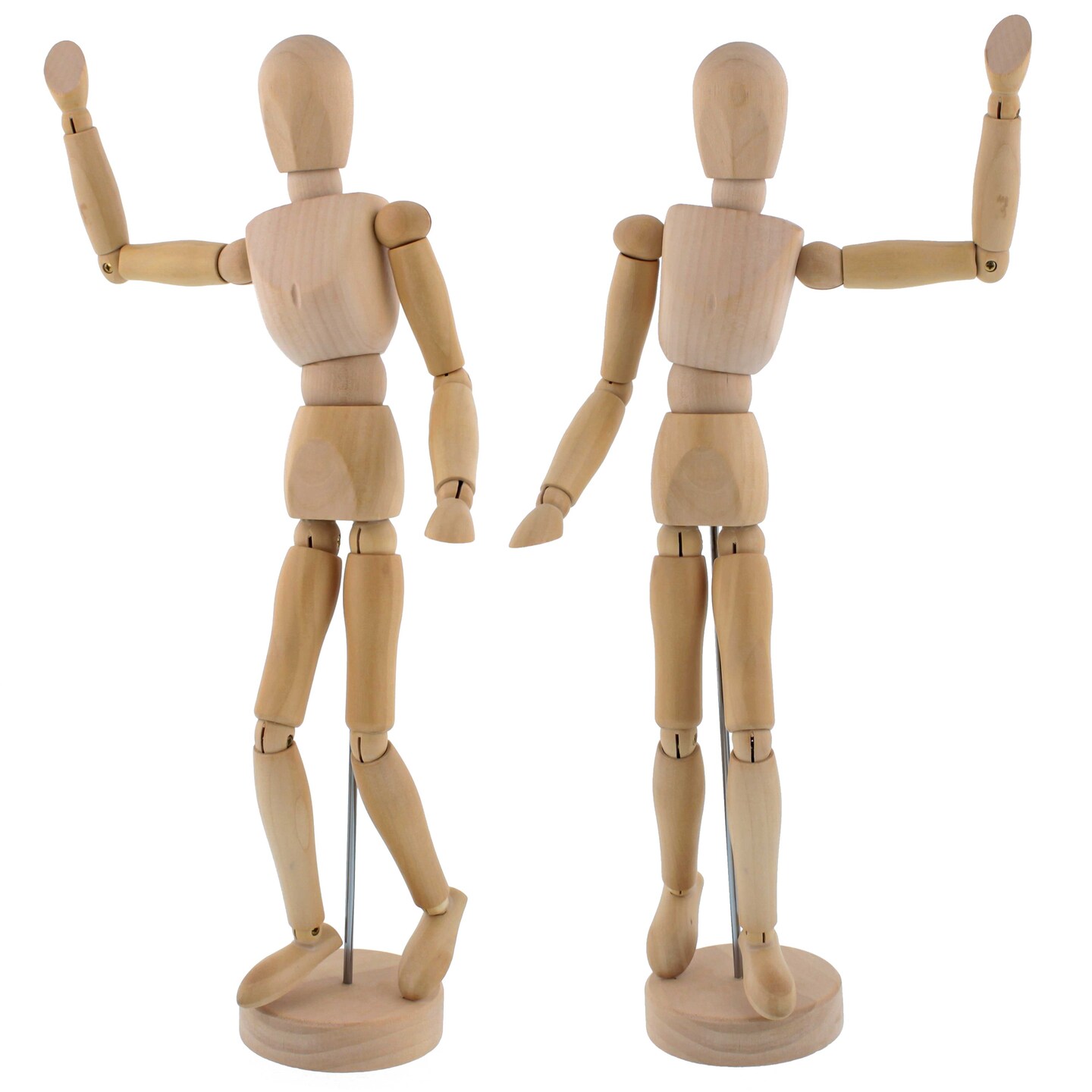 Wood 12&#x22; Artist Drawing Manikin Articulated Mannequin with Base and Flexible Body - Perfect For Drawing the Human Figure (12&#x22; Male) Pack of 2 Manikins