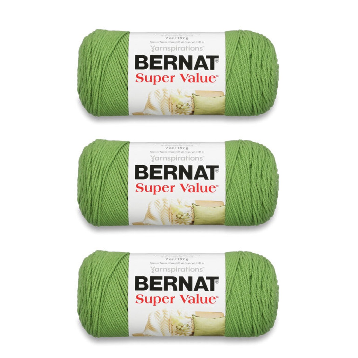 Bernat Super Value Lush Yarn - 3 Pack of 198g/7oz - Acrylic - 4 Medium (Worsted) - 426 Yards - Knitting/Crochet