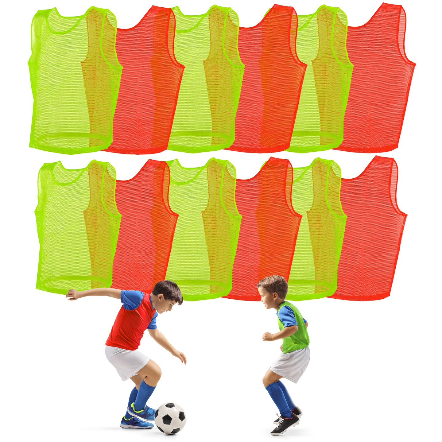 Get Out! Scrimmage Vest Pinnies - 12pk Nylon Mesh Jerseys in Red and Blue