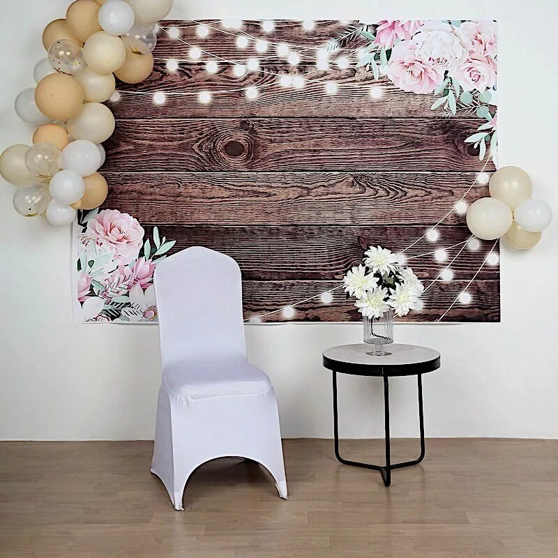 5x7 ft Brown Wood Vinyl Photo Backdrop Banner Party Events Decorations