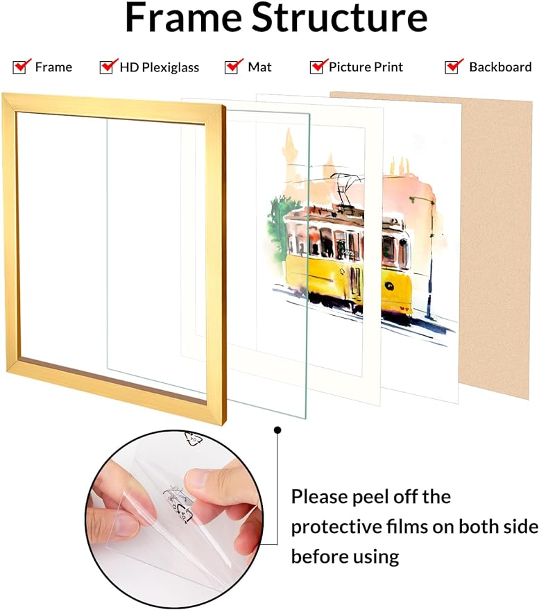 4x6 Picture Frames (1 Pack, Gold), Simple Designed Photo Frame, For Pictures 4x6 for Wall Mounting, Classic Simple Home Office Decor