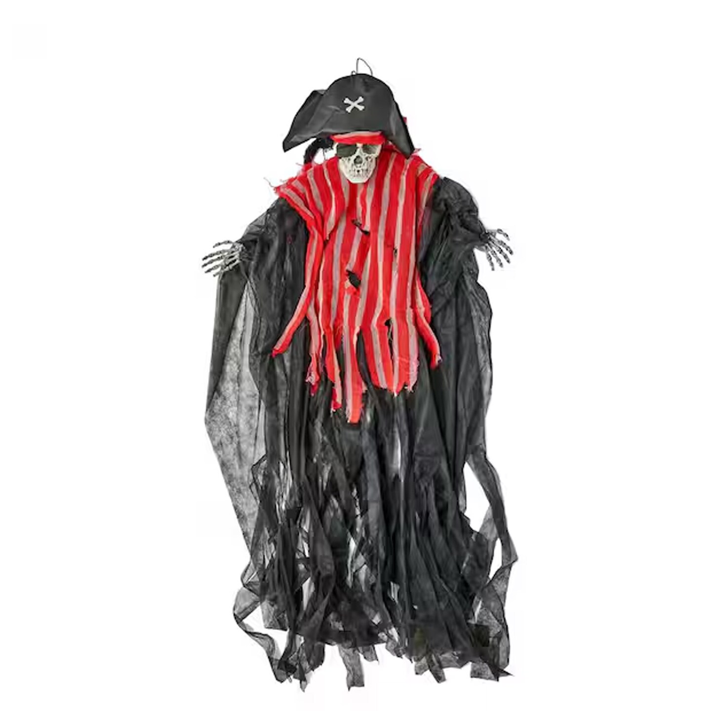 71&#x22; Hanging Pirate with Red Light &#x26; Sound Creepy Halloween Decor