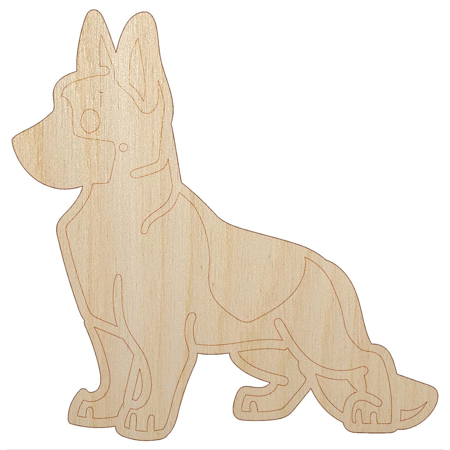 German Shepherd Standing Dog Unfinished Wood Shape Piece Cutout for DIY