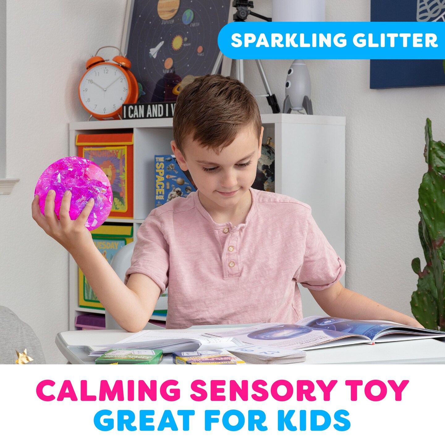 Power Your Fun Pink Glitter Stress Ball