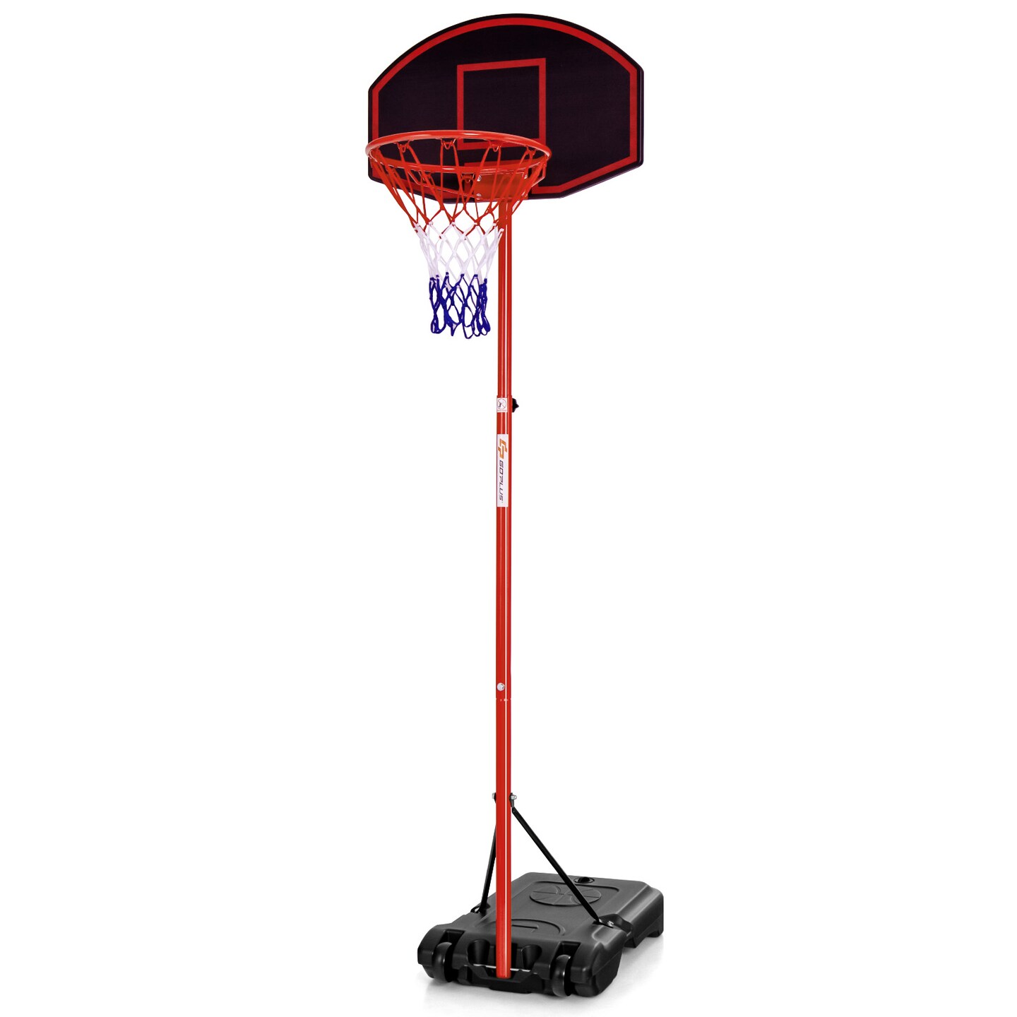 Adjustable Basketball Hoop System Stand Portable with 2 Wheels Fillable Base-Black &#x26; Red