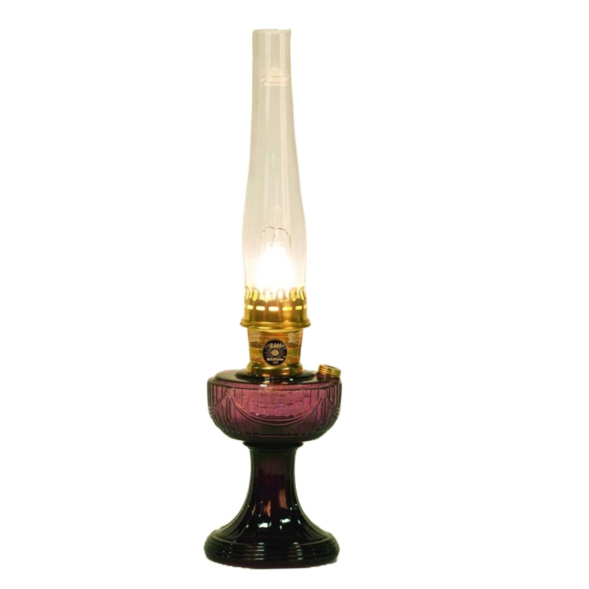 Aladdin Lincoln Drape Oil Lamp - Traditional Classic Indoor Oil or Kerosene Fuel Lamp, Bright White Light, Glass with Brass Trim