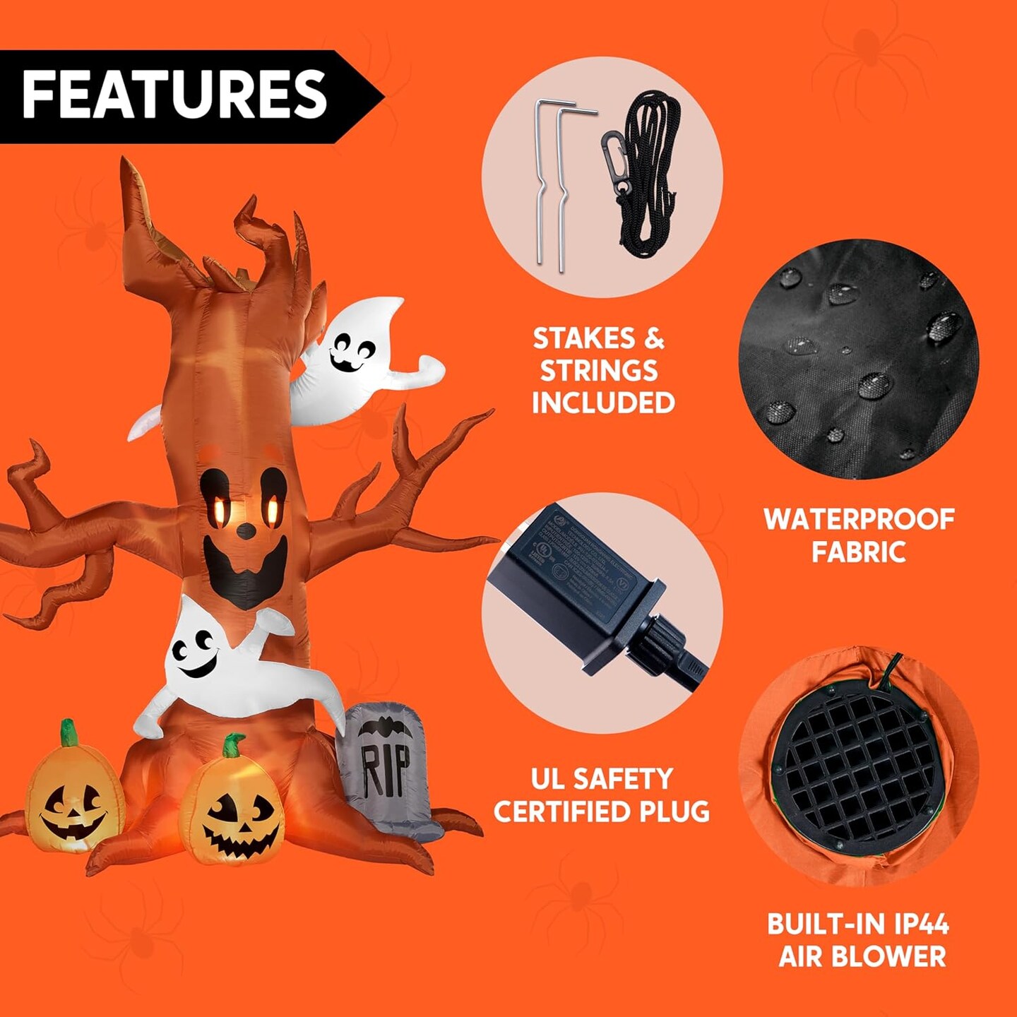 Halloween Inflatable Scary Tree with Ghost