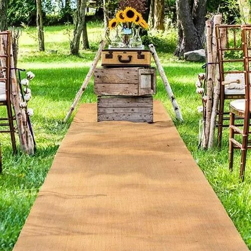 100 ft x 36&#x22; Natural Burlap Aisle Runner Wedding Party Reception Decorations