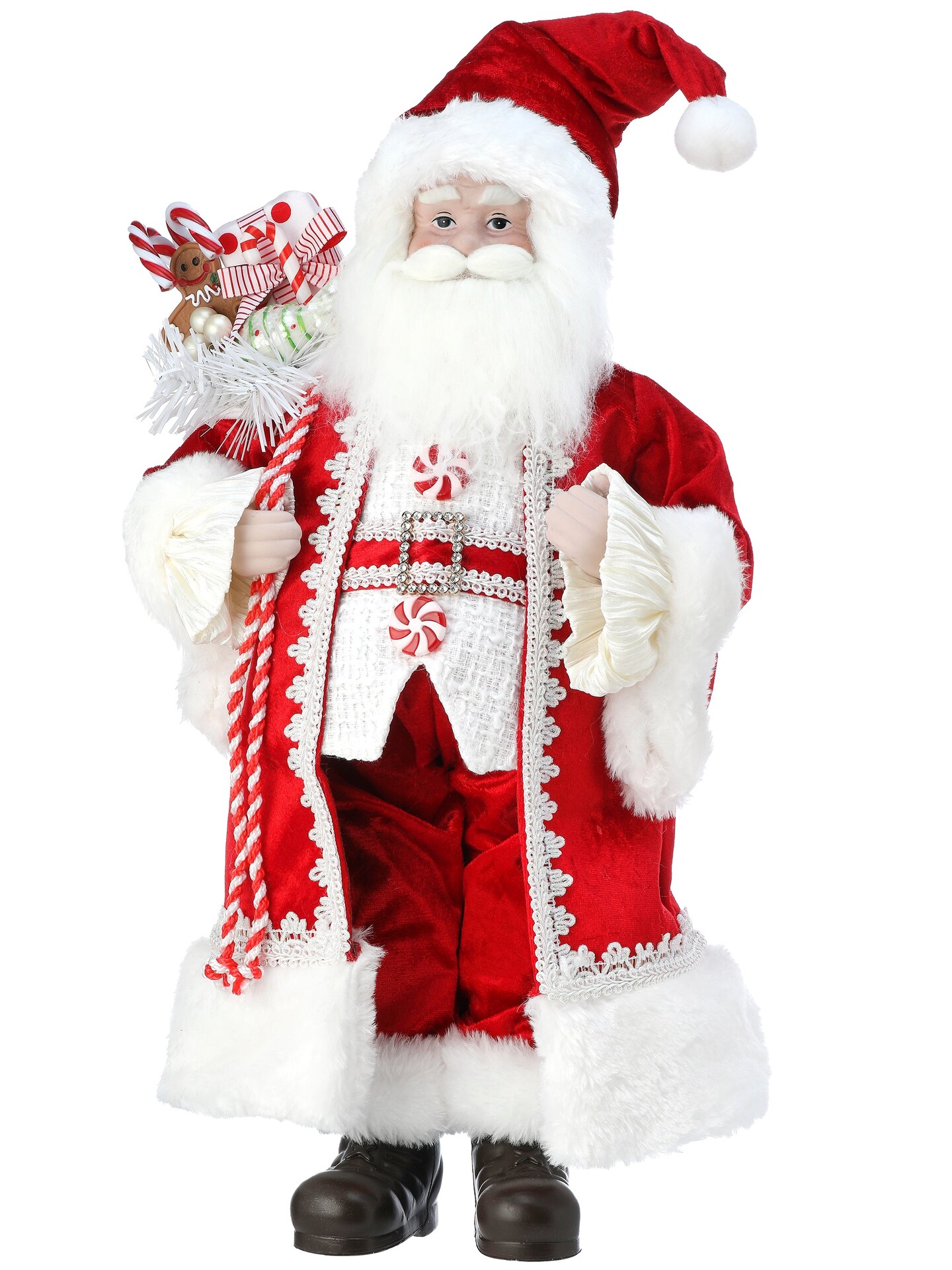 18&#x22; Fabric Holiday Sweets Santa &#x2013; Festive Christmas Santa Claus Figure with Candy Accents | TCT Crafts