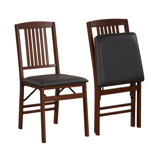 Foldable Upholstered Kitchen Chairs With Padded Seat - Set Of 2