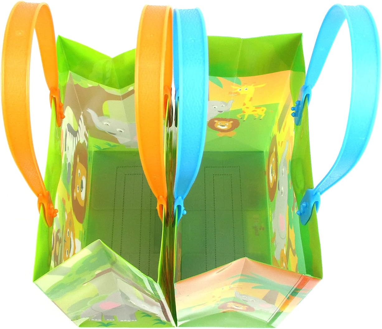 TINYMILLS Safari Jungle Animals Themed Party Favor Bags Treat Bags with Handles, Safari Animals Jungle Book Candy Bags for Birthday Party Goodie Bags, Pack of 12