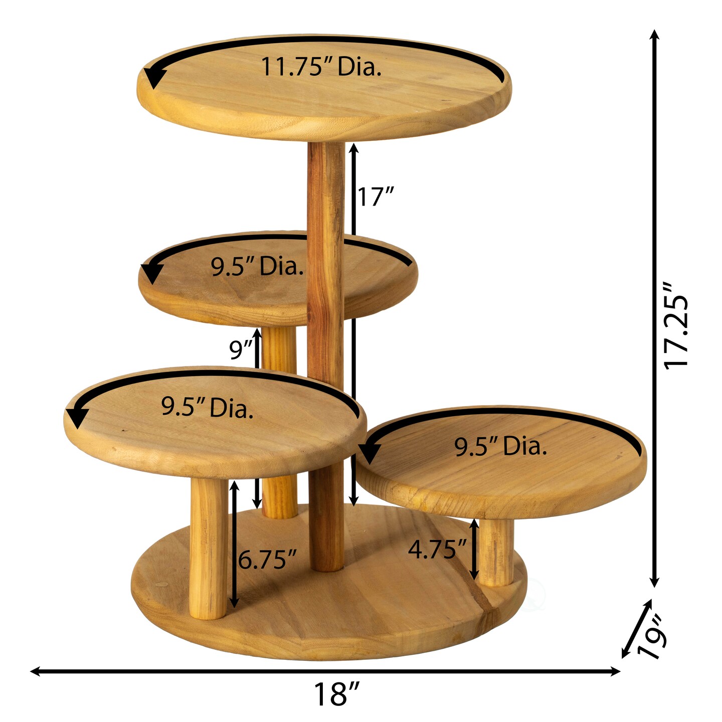 Multi Purpose 4-Tier Round Wooden Cake Stand and Charcuterie Boards &#x2013; Perfect Tiered Tray Display for Desserts, Snacks, Fruits and Appetizers at Birthdays, Baby Showers, Weddings and Tea Party