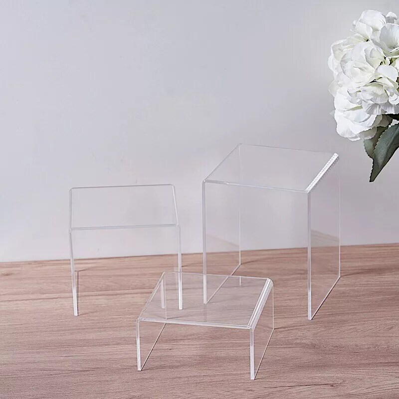 4 Clear Acrylic Display Stands Cupcake Riser Centerpieces Party Home Decorations