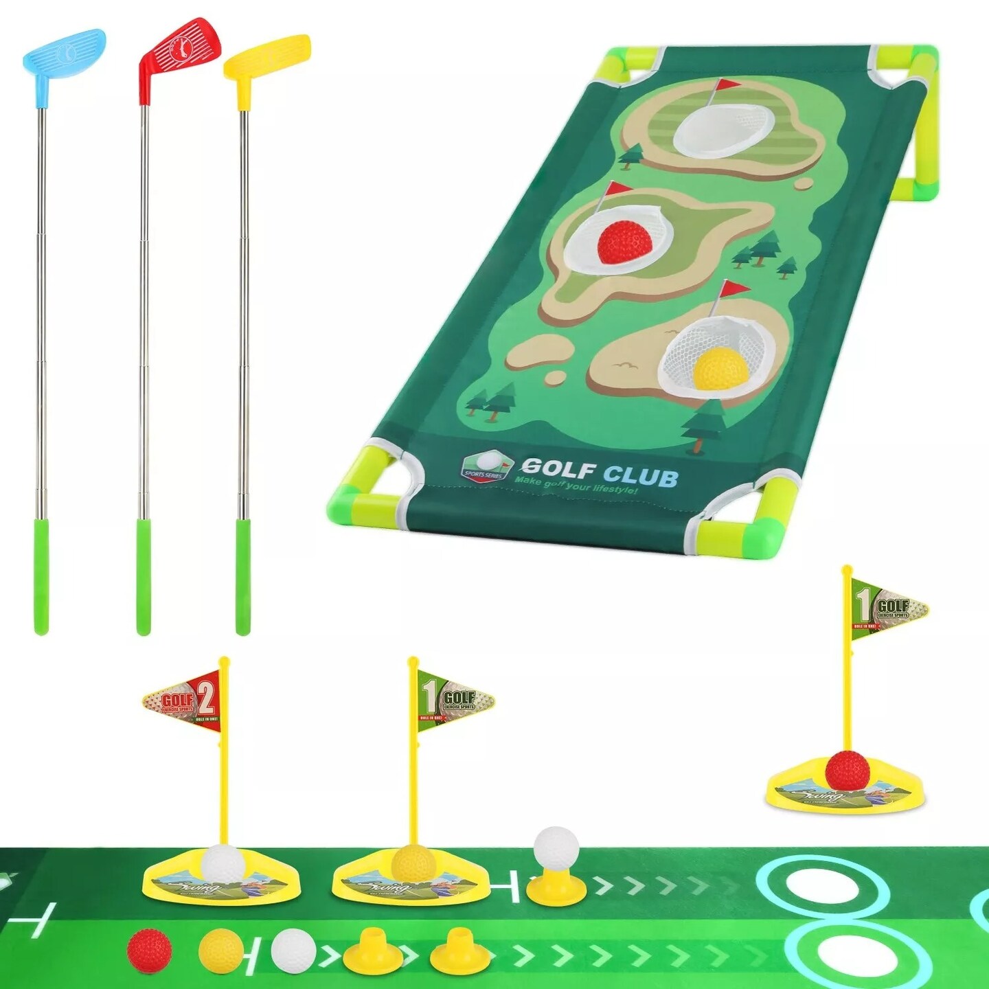 Kids Toddler Golf Set with 9 Balls &#x26; 3 Golf Club Sport Games Toys Christmas Gift